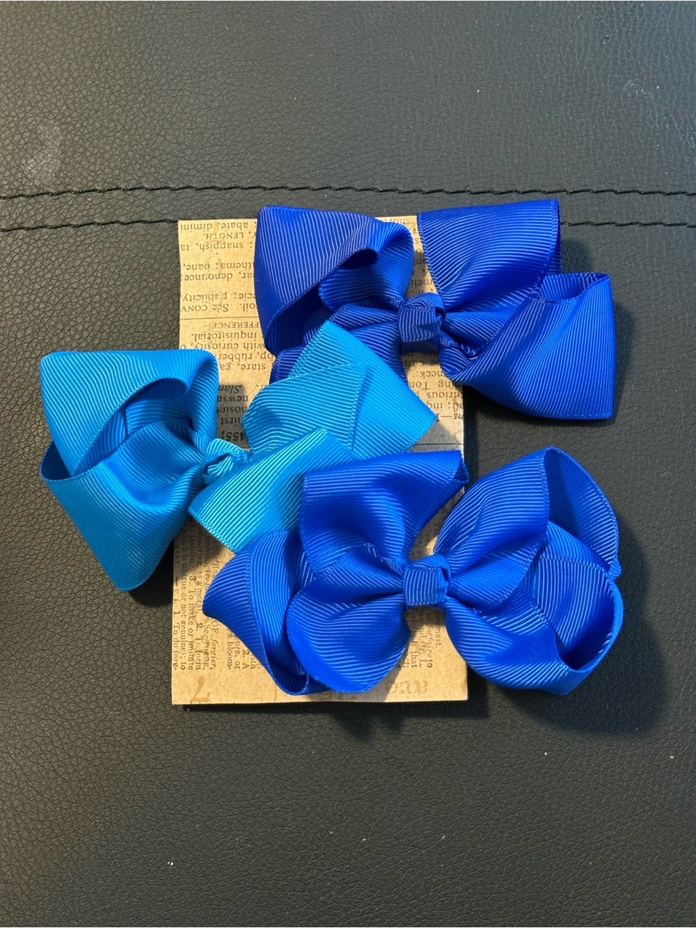 Girls' Blue Grosgrain Hair Bows - Set of 3